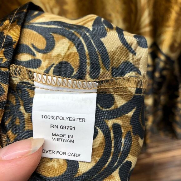 Sara Michelle 3X (XXXL) Silky Bronze and Brown Blouse - Picture 3 of 5